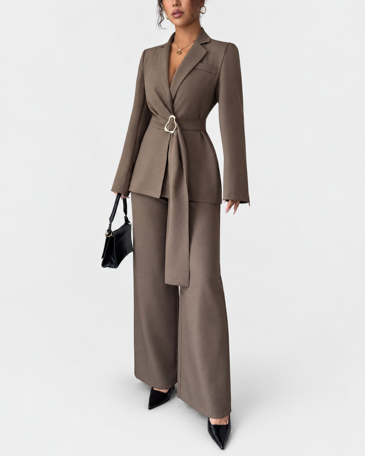 Women’s Belted Wide-Leg Pantsuit