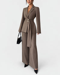 Women’s Belted Wide-Leg Pantsuit