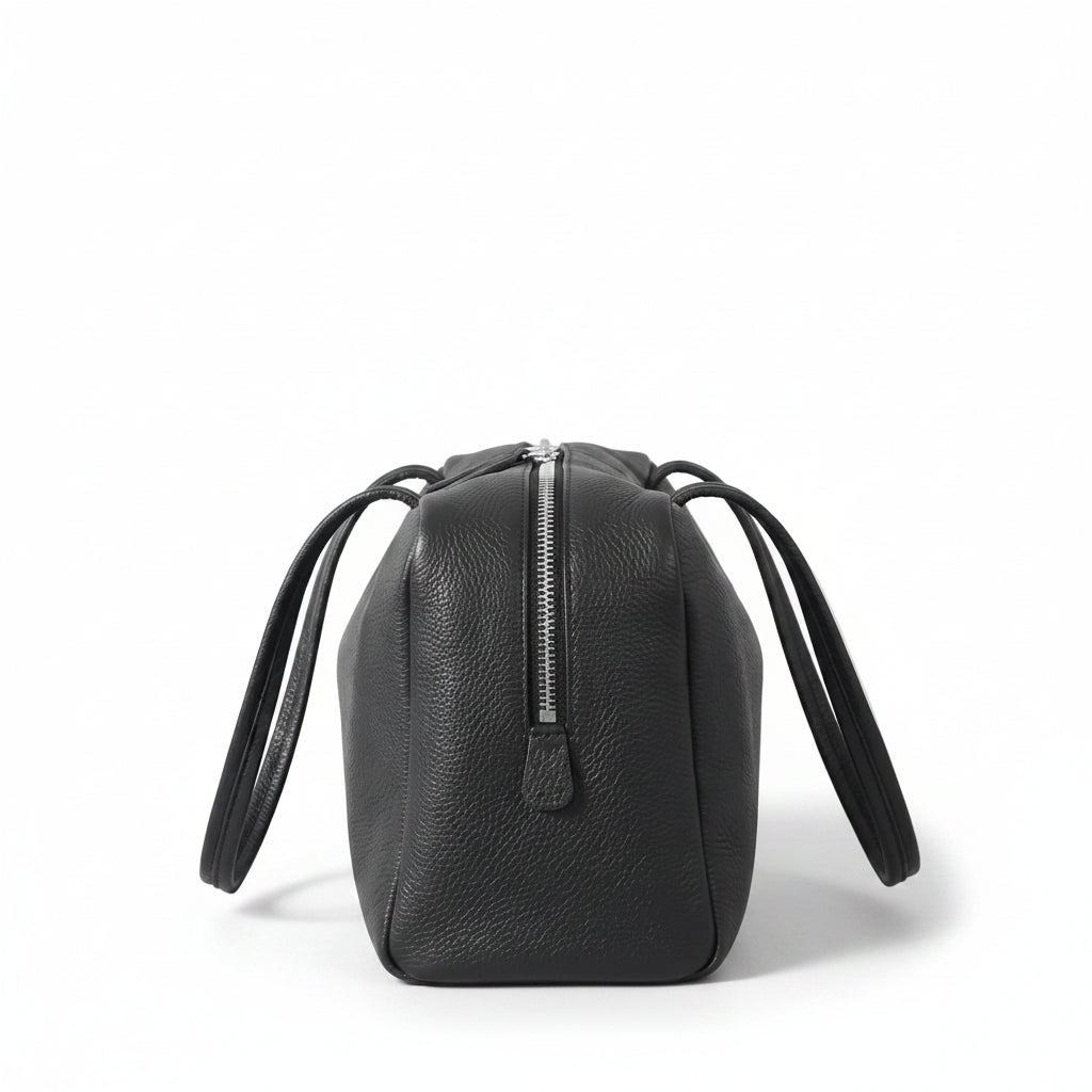 Pebbled Cowhide Boston Bag – Minimal Shoulder Tote