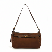 Suede Leather Shoulder Bag – Minimal Underarm Tote