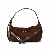 Suede Leather Shoulder Bag – Minimal Underarm Tote