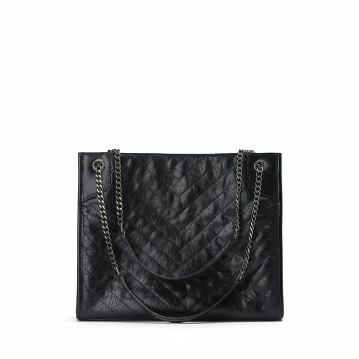 Vintage Leather Tote Bag – Large Shoulder Hobo Bag