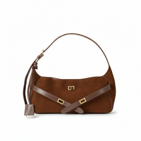 Suede Leather Shoulder Bag – Minimal Underarm Tote