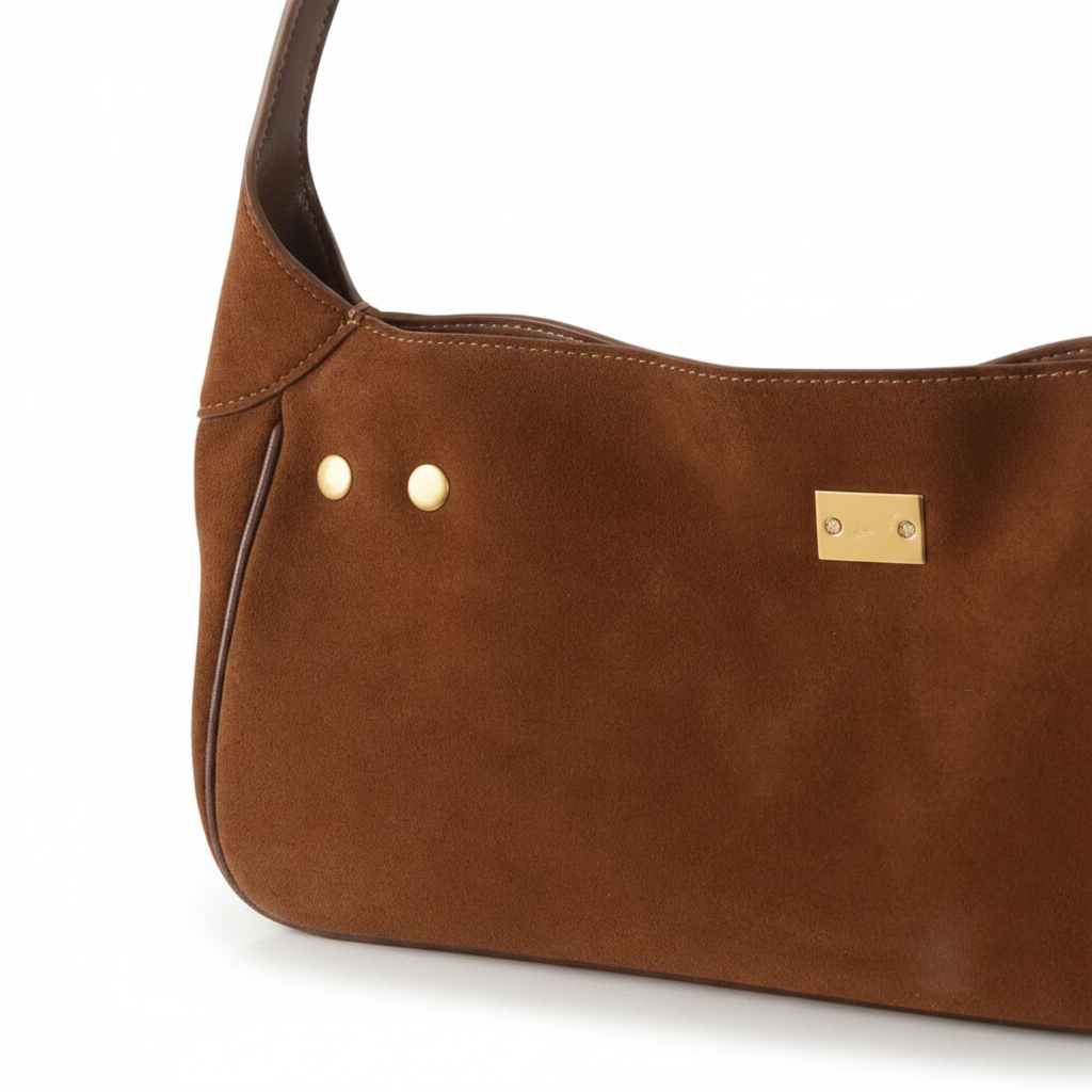 Suede Leather Shoulder Bag – Minimal Underarm Tote