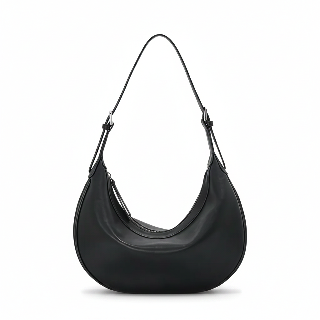 Leather Crescent Shoulder Bag – Minimal Underarm Bag