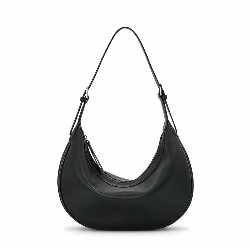 Leather Crescent Shoulder Bag – Minimal Underarm Bag