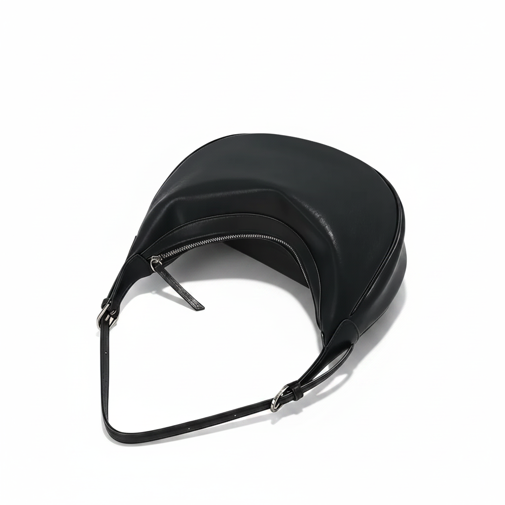 Leather Crescent Shoulder Bag – Minimal Underarm Bag