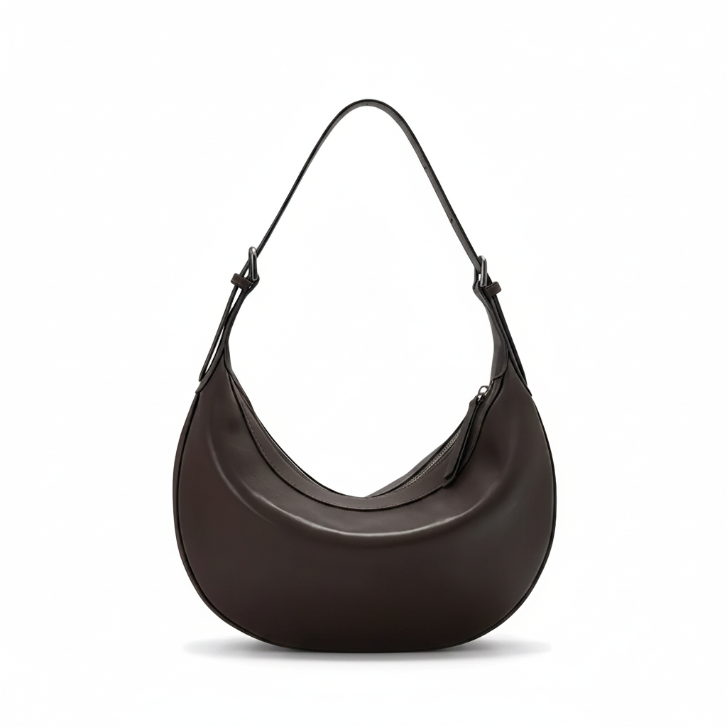 Leather Crescent Shoulder Bag – Minimal Underarm Bag