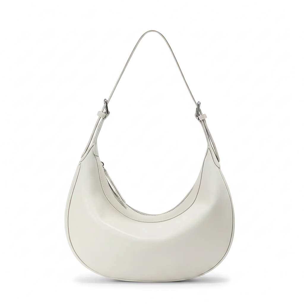 Leather Crescent Shoulder Bag – Minimal Underarm Bag