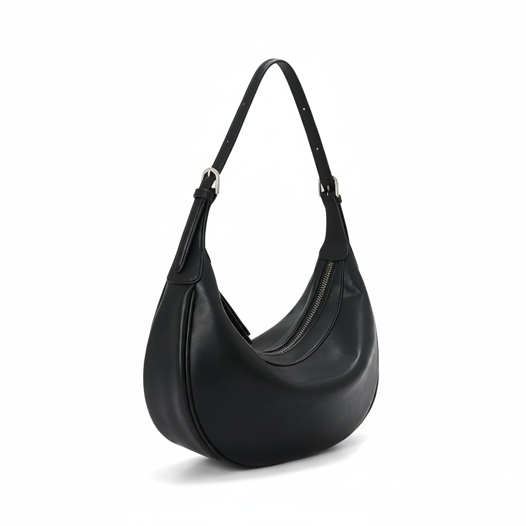 Leather Crescent Shoulder Bag – Minimal Underarm Bag