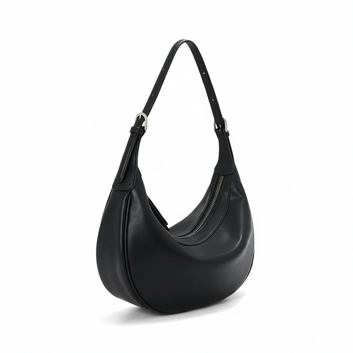 Leather Crescent Shoulder Bag – Minimal Underarm Bag