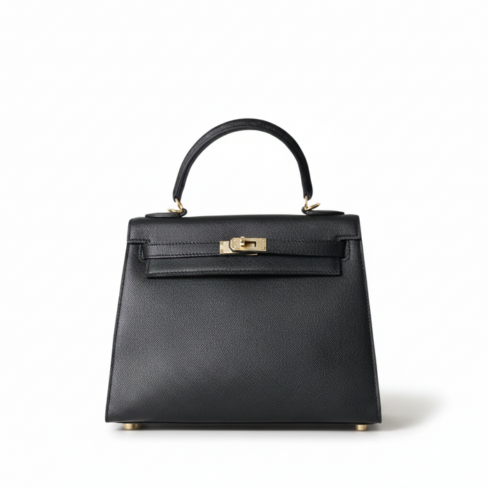 Leather Shoulder Bag – Lock Closure Crossbody