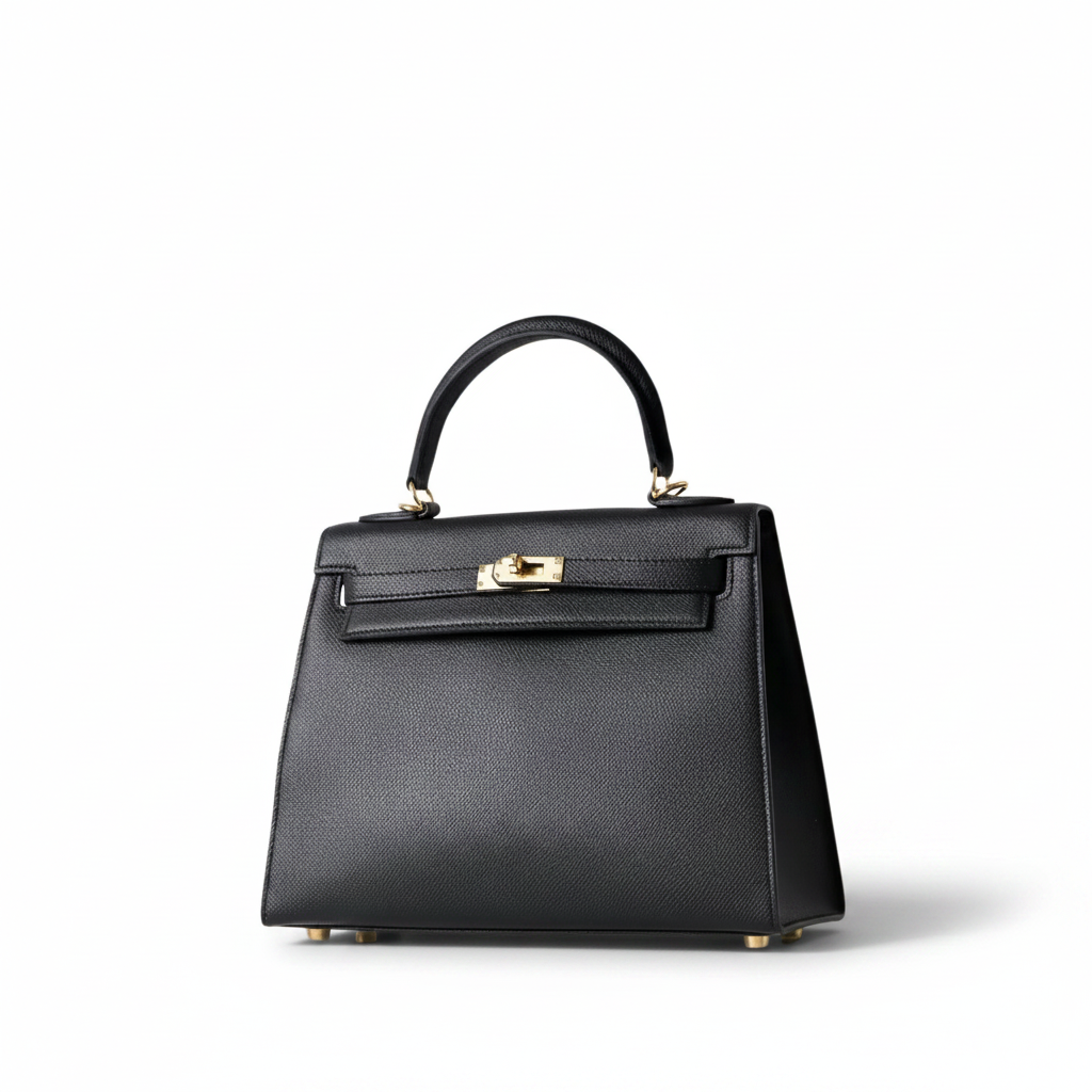 Leather Shoulder Bag – Lock Closure Crossbody