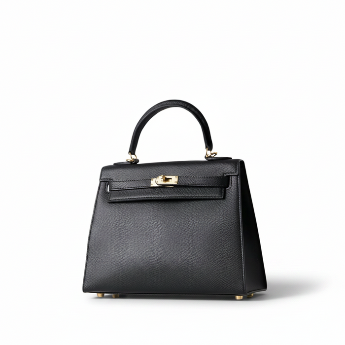 Leather Shoulder Bag – Lock Closure Crossbody